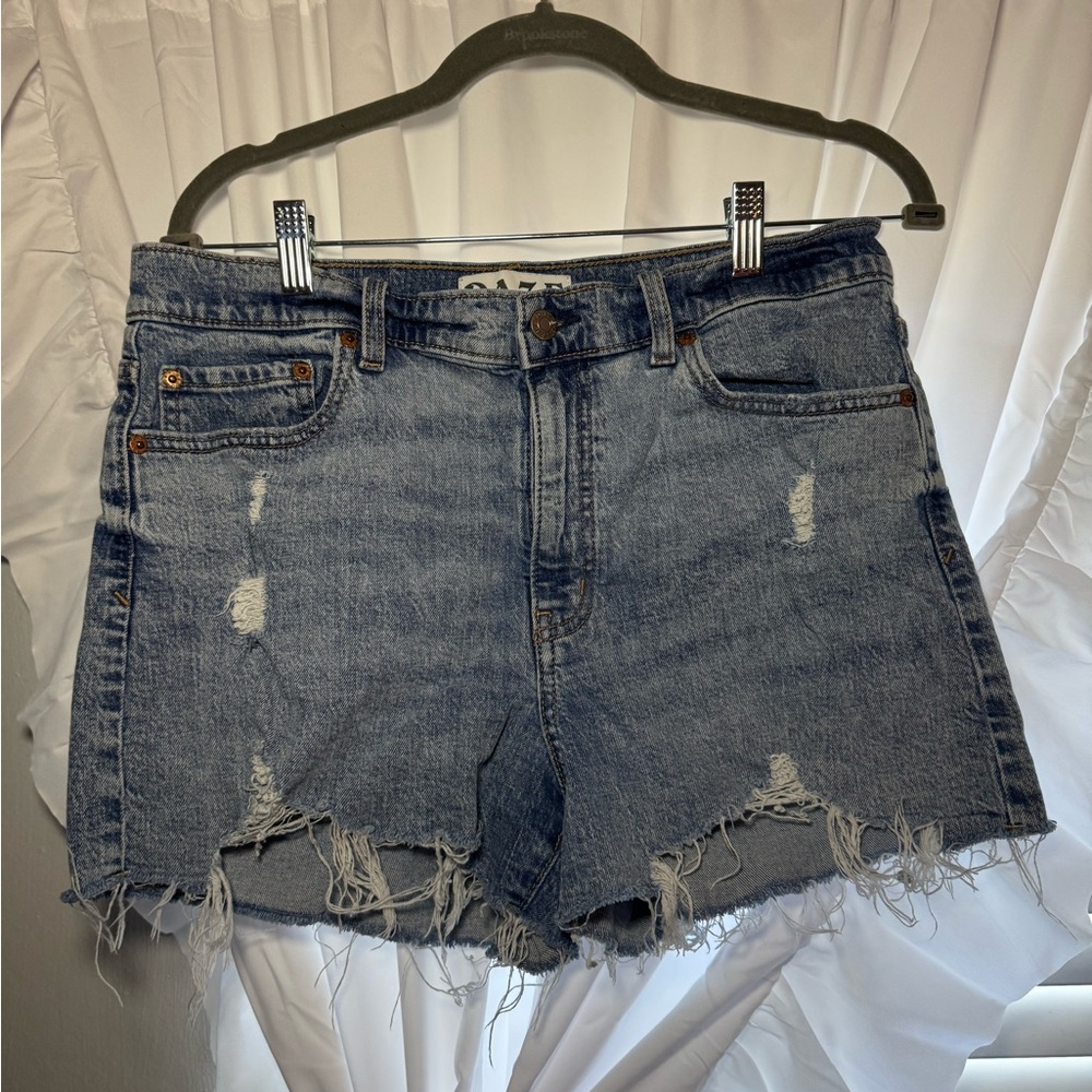 Casual Blue Distressed Jean Shorts
